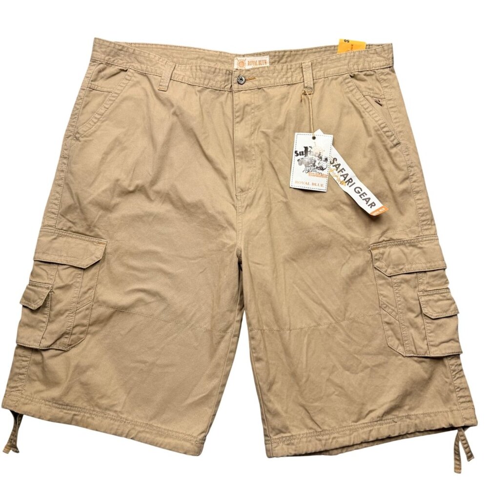 Royal Blue Cargo Shorts Tan Big & Tall Mens 50 Gorpcore Utility Streetwear NEW‎